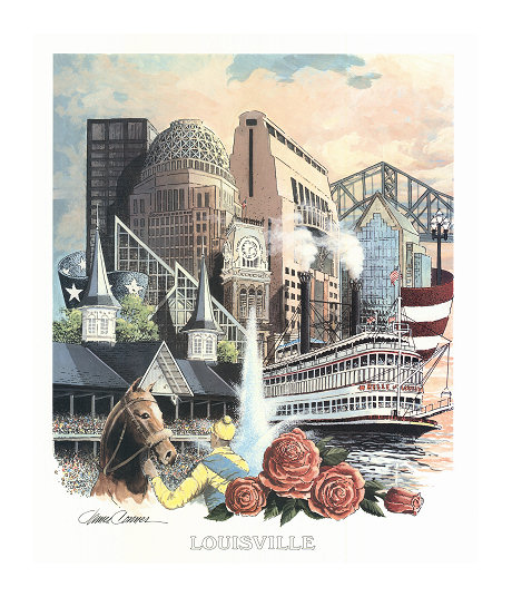 Louisville Kentucky Skyline Vintage 2 Art Print